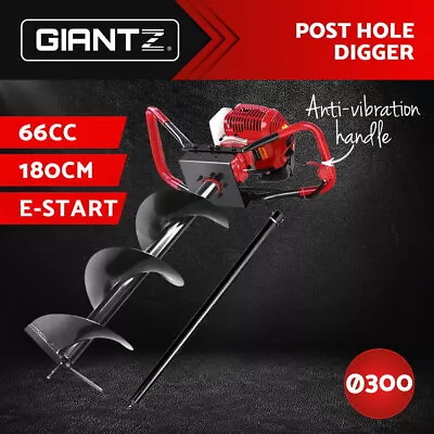 Giantz Post Hole Digger 66CC Petrol Diggers Earth Auger Bits Drill Borer Fence • $195.95