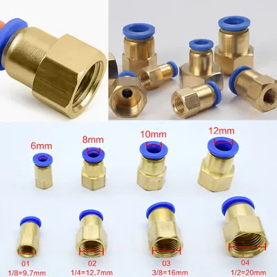 Pneumatic Push In Fittings Connectors Air Water Hose Tube Quick Release Joiner • $15.09