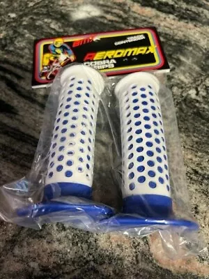 ! Old School Cobra F1 Bmx Bike Grips Blue White Fuan Shape W/vntg Oakley Dcal • $65