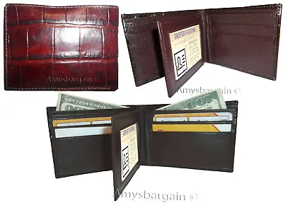 Men's Crocodile Skin Printed Leather Man's Bi-fold Wallet 9 CardID New Style #6 • $15.96