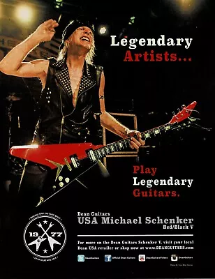 Michael Schenker Of Scorpions - DEAN GUITARS - 2015 Print Advertisement • $5.95