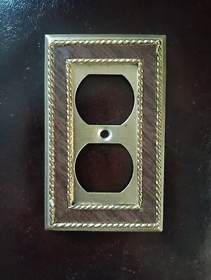Brass Outlet Cover Liberty Hardware Vintage 2-gang Woodgrain Accent Electrical • $9.95