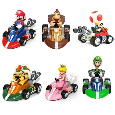 Super Mario Kart Luigi Four Wheels Pull Back Racers Action Figure Kids Toy 6 Pcs • $18.18
