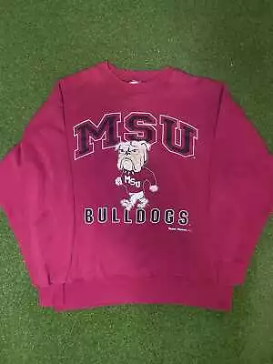 90s Mississippi State Bulldogs - Big Logo - Vintage College Crewneck (Large) • $75