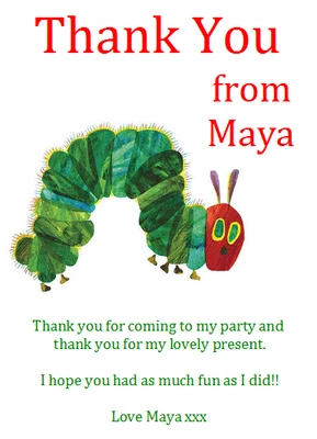 £1.99 • Buy Personalised Photo Paper Card Party Thank You Notes VERY HUNGRY CATERPILLAR #4