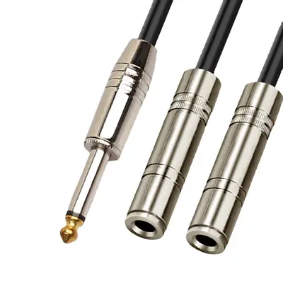 8inch Long 1/4  Jack Male To Dual 1/4  Female Audio Y Splitter Speaker Cable • $8.27