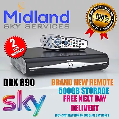 SKY+ HD BOX 500gb SLIM LINE RECEIVER/RECORDER WITH REMOTE AND POWER CABLE Link • £46.99