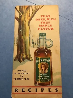 Vermont Maid Recipes Fold Out 1932 Pocket Size • $6