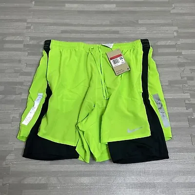 NIKE DRI-FIT RUNNING DIVISION STRIDE SHORTS DX0841-313 LARGE VOLT GREEN Acg Tech • $29.99