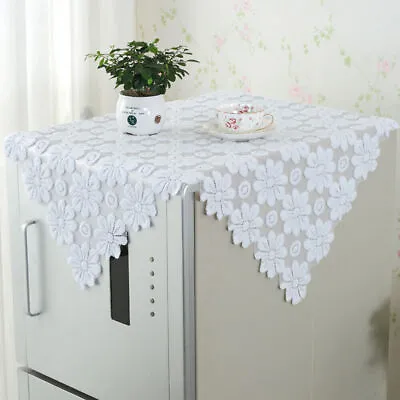 White Vintage Embroidered Lace Tablecloth Floral Dining Table Cloth Wedding • £7.12