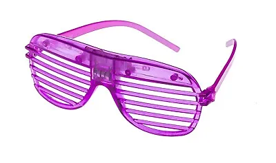 Purple Flashing LED Shutter Glasses Light Up Rave Slotted Party Glow Shades UK • £6.79