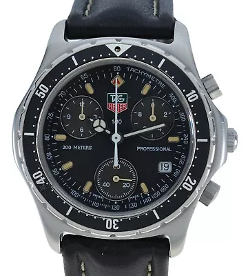 Vintage Men's Tag Heuer 37mm Professional Chrono Watch On Leather! Ref: CE1112! • $589.95