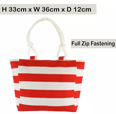 Beach Bags Tote Straw Beach Bag With Zip For Women Designer Gold Canvas Large • £9.99