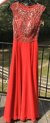 Splash Red Formal Prom Dress Rhinestones Beads Size 4 NWOT • $145