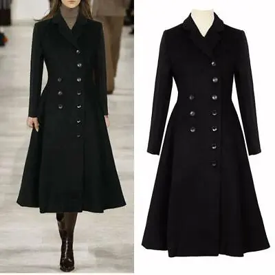 Women Woolen Double-breasted Military Long Parka Jacket A-Line Coat Occident New • $118.57