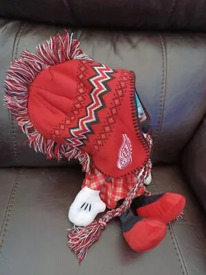 NWT~NHL Detroit Red Wings Mohawk Snow Ski Hockey Peruvian Knit Hat Cap Braid • $19.95