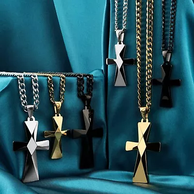 Tungsten Carbide Cross Pendants 16 -28  Stainless Steel Cuban Chain • $39.99