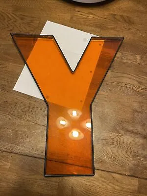 Vintage Movie Marquee Theater Letter Graphic Sign 17 Inch Tall Y Orange Plastic • $30