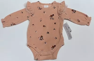 Baby Girl Long Sleeves Fleece Ruffled Bodysuit Flower Floral 3 Months 3M NEW • $10