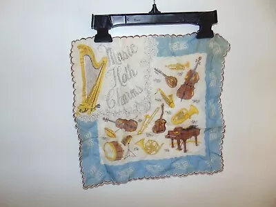 Vintage 50's Ladies Hankie Hankerchief   Music Hath Charms   Music Instruments • $20