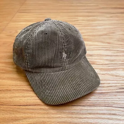 Vintage 90s Polo Ralph Lauren Corduroy Strapback Hat Cap Brown One Size USA • $22