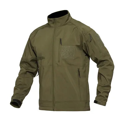 Waterproof Men's Soft Shell Jacket Army Tactical Lightweight Windproof Zip Coat • $50.34