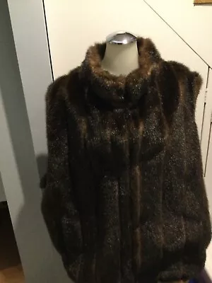 Donna Salyers Fabulous Furs Vest Faux Mink Sable Brown Thick Fur Silky Lining • $64.95