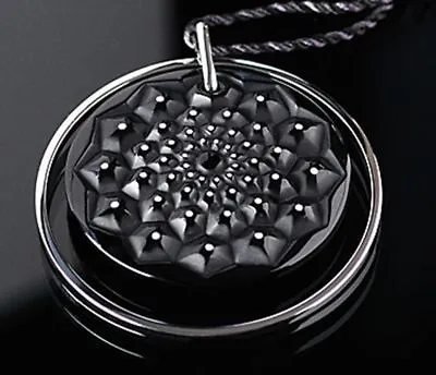 $1350 LALIQUE Cactus Crystal Black Enamel Dots Pendant Necklace New Box 7787500 • $500