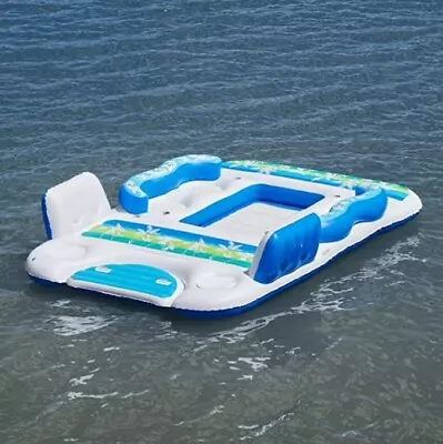 Tropical Tahiti Inflatable Floating Island 6 Person Water Lake Party Raft Float • $329