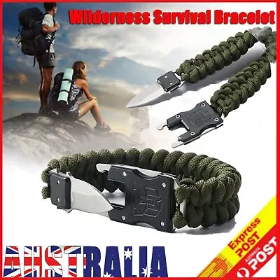 2024 Survival Paracord Bracelet Knife Emergency Camping Hiking Parachute Tool A+ • $9.99