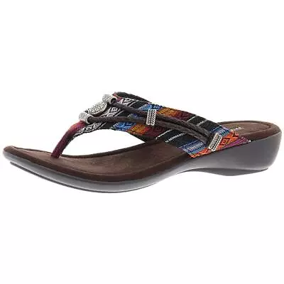 Minnetonka Womens Silverthorne Black Thong Sandals 8 Wide (CDW) BHFO 9214 • $20.99