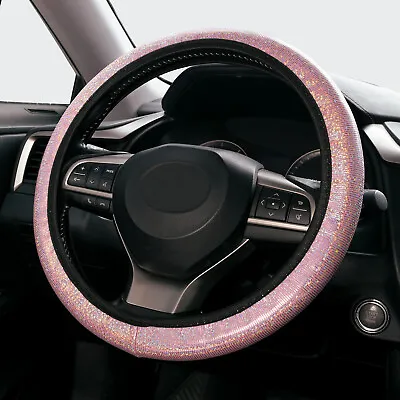 Pink 38cm Car Auto Steering Wheel Crystal Diamond Cover Bling For Woman Girl UK • £7.43