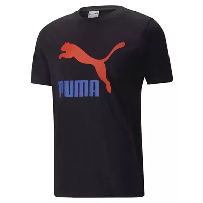Puma Classics Logo Crew Neck Short Sleeve T-Shirt Mens Black Casual Tops 5380690 • $14.99