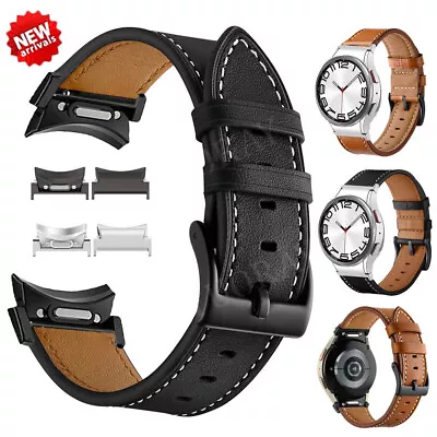 Leather Band For Samsuang Watch 4/5/6 40 44mm 6 Classic 47 43mm Quick Fit Strap • £12.99