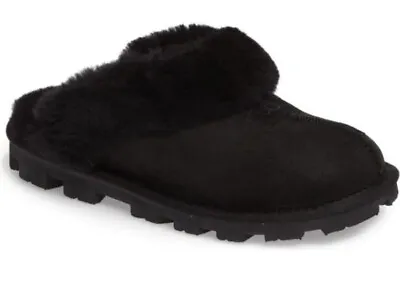 UGG COQUETTE Size 7  Sheepskin Slide Slippers 5125 BLACK Women’s New  • $88
