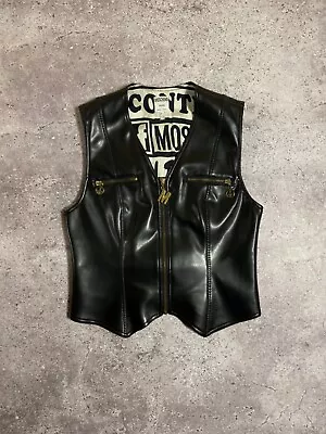 Moschino Vintage Rare Black Faux Leather Biker Vest Size: 46 • $200