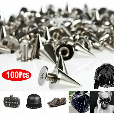 $7.59 • Buy 100 PCS Trendy 10MM Silver Spots Cone Screw Metal Studs Rivet Bullet Spikes USA