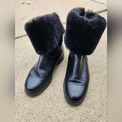 La Canadienne Women's Black Leather Fleece Lined Winter Boot Size 8.5 • $65