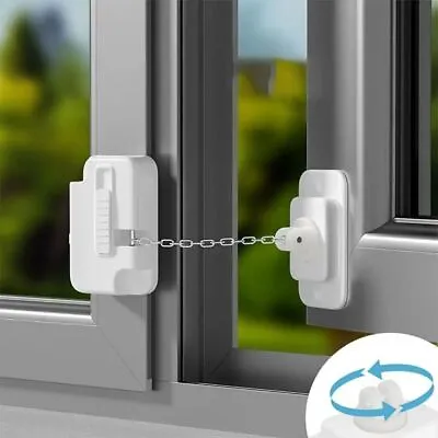 Adjustable Window Kid Security Lock Self Adhesive No Drilling Window Restrictor • £5.59