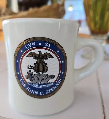 Vintage Navy USS John C. Stennis CVN 74  Aircraft Carrier Ceramic Mug Cup • $28.50