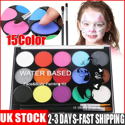 15X Professional Face Painting Kit For Kids Adults Face Body Paint Set Kit Party • £6.89