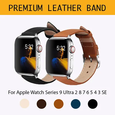 Genuine Leather Strap IWatch Band For Apple Watch Series9 8 7 6 5 4 3 SE 41mm 45 • $9.88