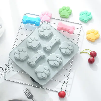£2.59 • Buy Silicone Pet Dog Bone Paw Soap Mold Candy Chocolate Fondant Tray ICE Cube Moulds