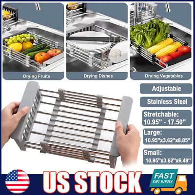 Adjustable Stainless Steel Kitchen Dish Drying Sink Rack Drain Strainer Basket A • $14.89