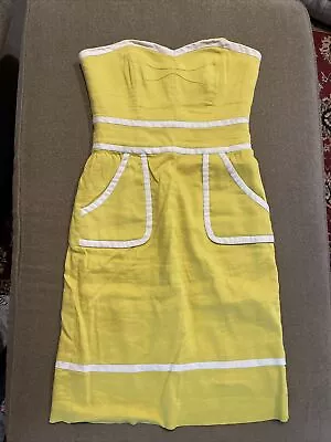 Milly Of New York Womens Strapless Printed Dress White Yellow Stripe Size 4 (SC) • $24.99