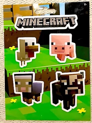 MINECRAFT FARM ANIMAL STICKERS- (4 ANIMAL & 1 LOGO Stickers)- 1 SHEET • $2.99