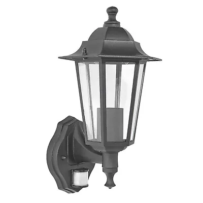 £22.99 • Buy Wall Light Outdoor Lantern PIR Sensor Black Matt Garden Patio Security 42W IP44