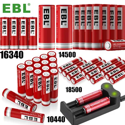 EBL 18500 16340 14500 10440 Rechargeable Batteries Lot / 2/4 Slot USB Charger US • $11.19