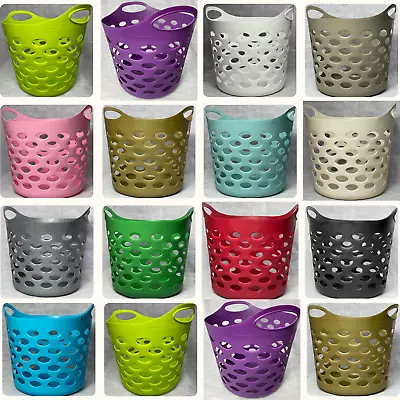 Laundry Basket Flexi Large Storage Round Hipster Hamper For Clothes Plastic • £8.99