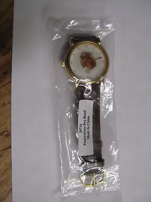 New Tracy Morgan Pomeranian Moving Dog Gold Tone Leather Analog Quartz Watch • $20